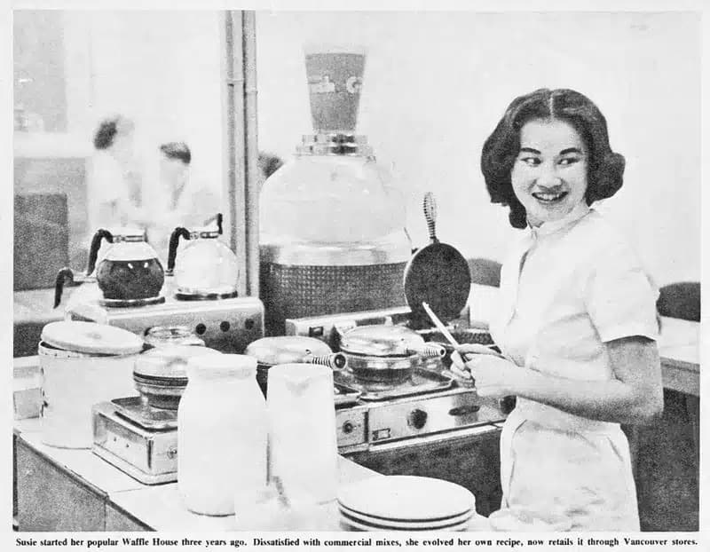 Archival photo of the original Waffle House kitchen
